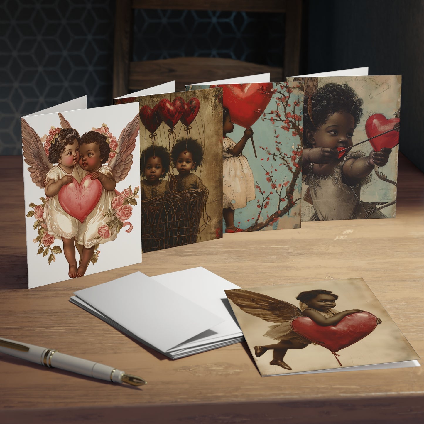 Vintage Ebony Cherub Greeting Cards